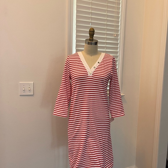 EUC Draper James T-Shirt Dress in Red Nautical Stripe - Picture 2 of 6